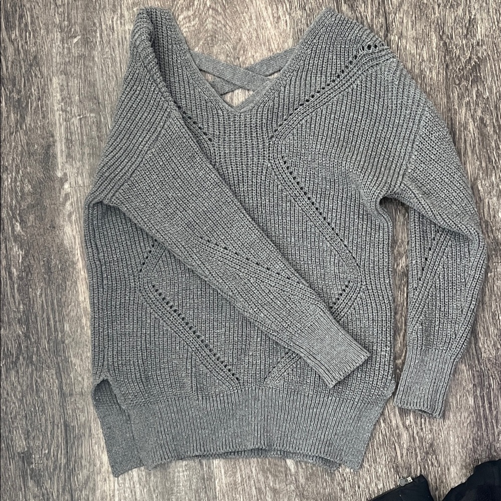Charlotte Russe Gray V-Neck Sweater